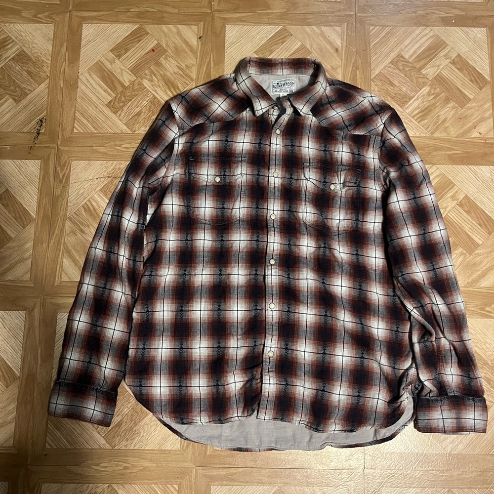 Men's lucky brand Plaid Shirt - red and White